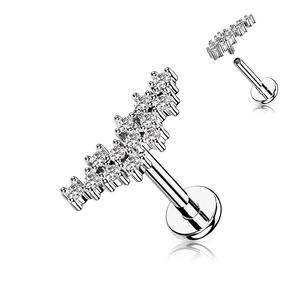 CRYSTAL CLUSTER INTERNALLY THREADED LABRET STUD