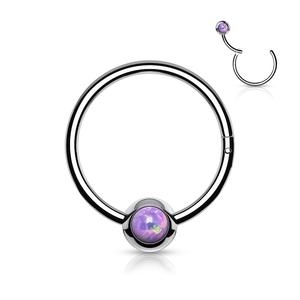 SOLID HOOP WITH OPAL BALL FASTENING