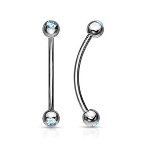 DOUBLE CRYSTAL 12MM CURVED BARBELL