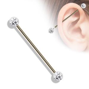 CRYSTAL DOUBLE DISCO BALL INDUSTRIAL BARBELL - 38MM
