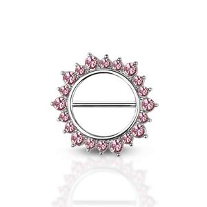 CRYSTAL FLOWER NIPPLE SHEILD CLICKER BARBELL