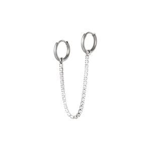 SILVER CRYSTAL CHAIN CONNECTOR HOOP EARRINGS