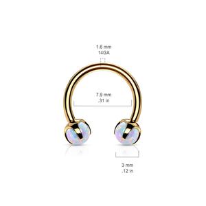 OPAL CIRCULAR HORSESHOE BARBELL - INTERNALLY THREADED - 8MM