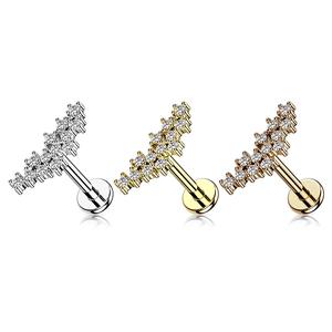 CRYSTAL CLUSTER INTERNALLY THREADED LABRET STUD