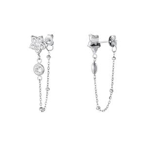 CRYSTAL FLOWER JEWELLED CHAIN CONNECTOR EARRINGS