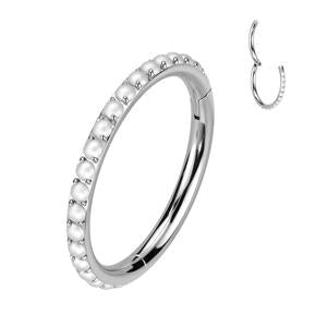 DAINTY PEARL LINED 10MM TITANIUM CONCH HOOP