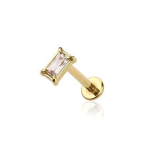 MINI RECTANGLE CRYSTAL FLAT BACK LABRET - 6MM