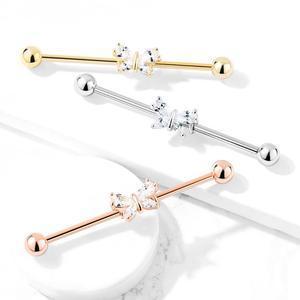 MINI CRYSTAL BUTTERFLY INDUSTRIAL BARBELL - 38MM