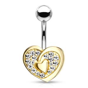 ROMANTIC CRYSTAL LOVE HEART BELLY RING - 10MM