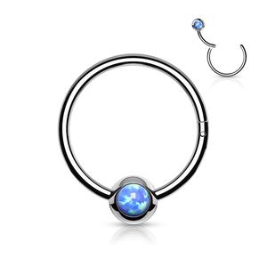 SOLID HOOP WITH OPAL BALL FASTENING