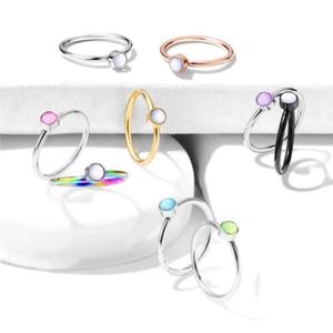 ILLUMINATING OPAL CENTRE BENDABLE NOSE RING - 8MM