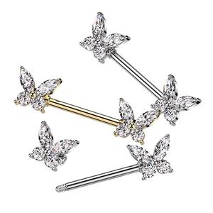 CRYSTAL SPARKLE BUTTERFLY NIPPLE BARBELL