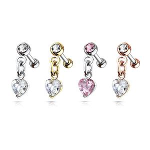 MINI CRYSTAL LOVE HEART 6MM BARBELL