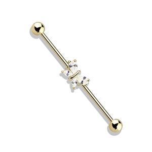 MINI CRYSTAL BUTTERFLY INDUSTRIAL BARBELL - 38MM