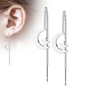 PLAIN MOON & STARS THREADER EARRINGS