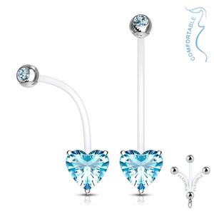 CRYSTAL LOVE HEART BIOFLEX PREGNANCY BELLY BAR ring