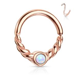 DAINTY BRAIDED OPAL CENTRE BENDABLE HOOP - 8MM