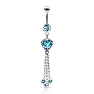 CRYSTAL LOVE HEART CHARM BELLY BAR ring