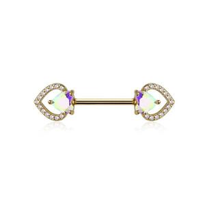 DOUBLE CRYSTAL AURORA HEART NIPPLE BAR
