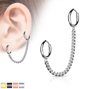 DOUBLE 8MM HUGGIE HOOP CHAIN LINKED CONNECTOR EARRING