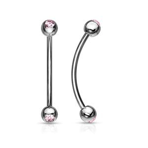 DOUBLE CRYSTAL 12MM CURVED BARBELL
