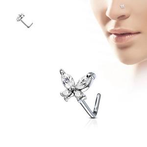 CRYSTAL L BEND BUTTERFLY NOSE STUD