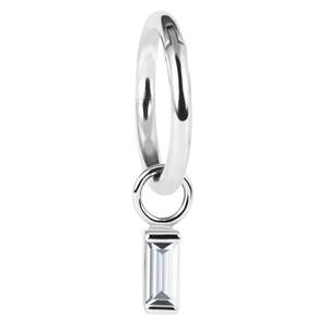 SILVER CRYSTAL RECTANGLE CHARM HOOP FOR ROOK , HELIX & MORE