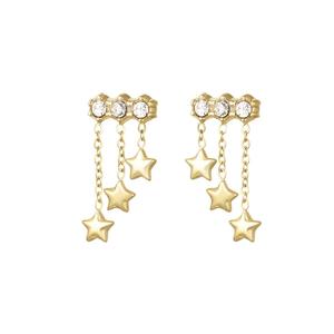 GOLD CRYSTAL STAR CHARM STUD EARRINGS