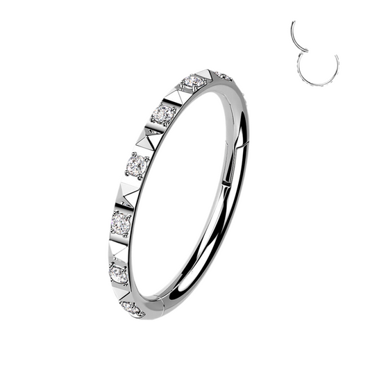 TITANIUM CRYSTAL STUDDED CONCH HOOP - 12MM