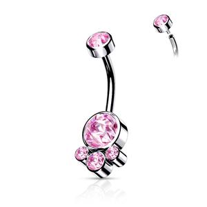 CRYSTAL CLUSTER BELLY BAR - INTERNALLY THREADED - 10MM