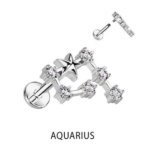 Silver CZ Zodiac Constellation Labret stud