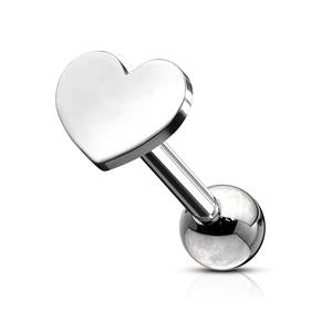 PLAIN SOLID LOVE HEART BARBELL- 6MM