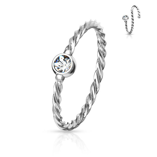 DAINTY BRAIDED MICRO CRYSTAL NOSE RING - 8MM