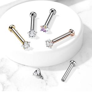 DAINTY CRYSTAL STAR MICRO FLAT BACK LABRET - 6MM & 8MM