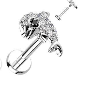 CRYSTAL DOLPHIN FLAT BACK LABRET STUD