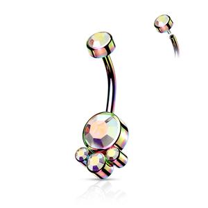 CRYSTAL CLUSTER BELLY BAR - INTERNALLY THREADED - 10MM