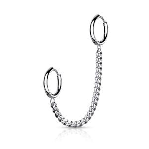 DOUBLE 8MM HUGGIE HOOP CHAIN LINKED CONNECTOR EARRING