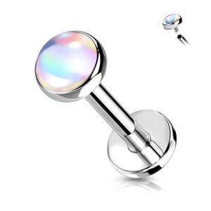 IRIDESCENT OPAL TOP FLAT BACK LABRET - 8MM