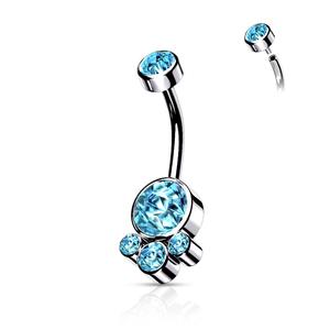 CRYSTAL CLUSTER BELLY BAR - INTERNALLY THREADED - 10MM