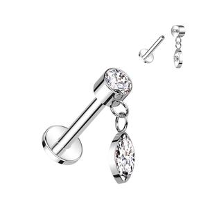 TITANIUM CRYSTAL TEARDROP CHARM FLAT BACK LABRET