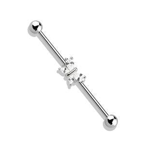 CRYSTAL BUTTERFLY INDUSTRIAL BARBELL