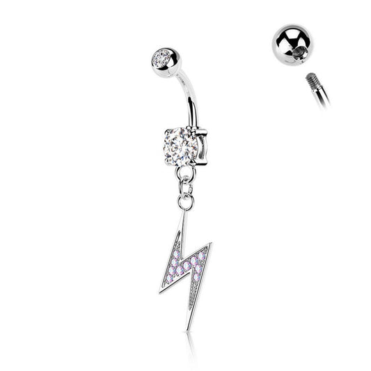 DANGLING  LIGHTENING BOLT BELLY BUTTON RING