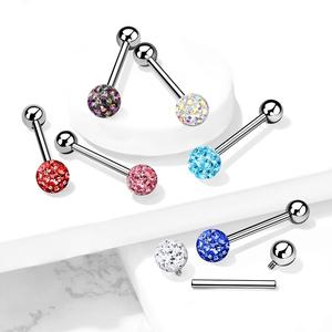 FERIDO DISCO SMOOTH CRYSTAL BALL TONGUE BARBELL -16MM