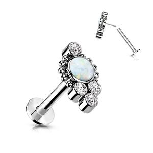 TITANIUM OPAL & CRYSTAL LABRET STUD