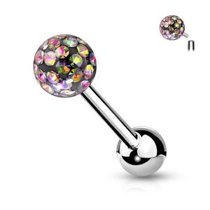 FERIDO DISCO SMOOTH CRYSTAL BALL TONGUE BARBELL -16MM