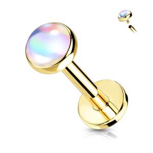 IRIDESCENT OPAL TOP FLAT BACK LABRET - 8MM