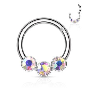 TRIPLE CRYSTAL HINGE CLOSE HOOP