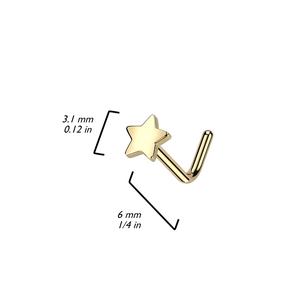 TITANIUM MINI FLAT STAR L BEND NOSE STUD