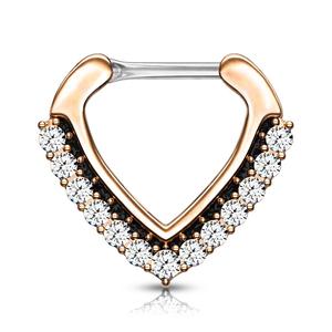 Rhinestone  Paved Chevron Shape Clicker for Septum Metal Coating