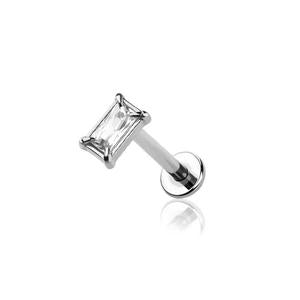 MINI RECTANGLE CRYSTAL FLAT BACK LABRET - 6MM